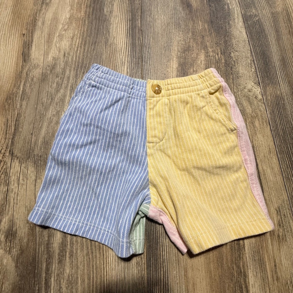 Retro Ralph Lauren Shorts Colorblock Pastel Pinstripe Preppy Kidcore 12M